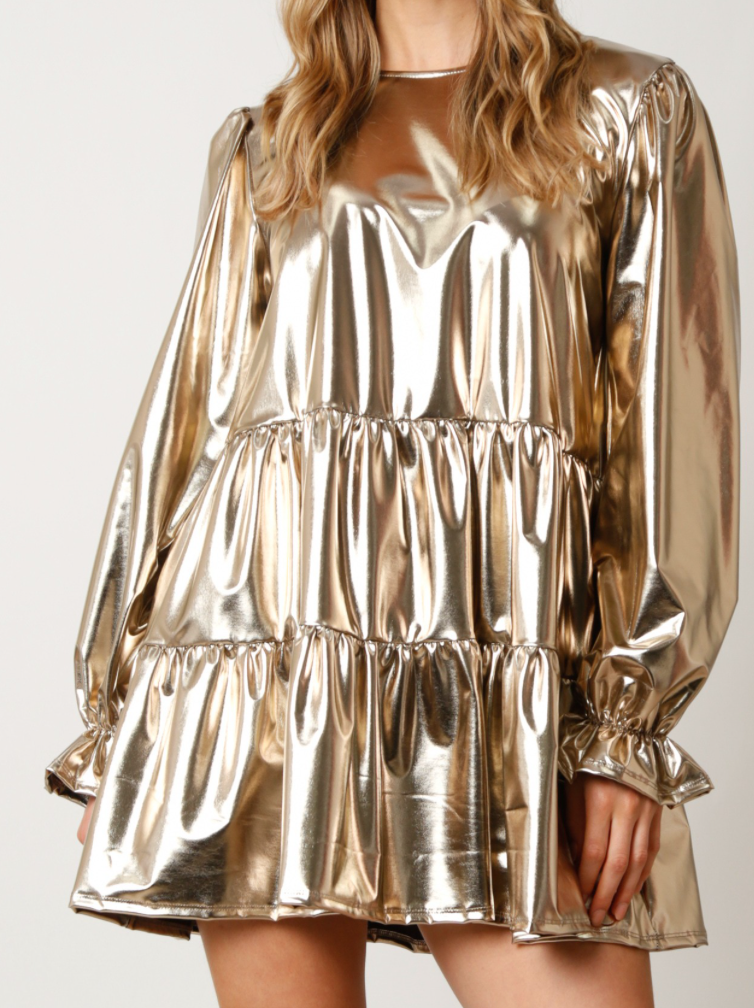 Gold Metallic Mini Dress