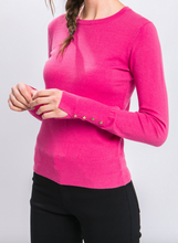 Load image into Gallery viewer, Long Sleeve Knit Sweater w/ Button Detail
