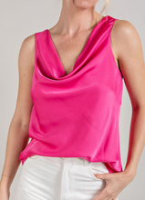 Load image into Gallery viewer, Hot Pink Sleeveless Cowl Neck Top
