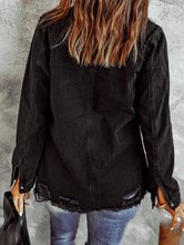Load image into Gallery viewer, Black Distressed Denim Shacket
