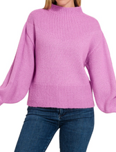 Load image into Gallery viewer, Hot Pink Mock Neck Sweater
