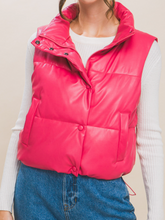 Load image into Gallery viewer, Fuchsia Padded Leather Vest
