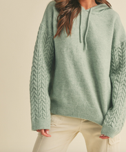 Load image into Gallery viewer, Sage Knit Hoodie Sweater
