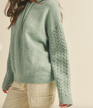 Load image into Gallery viewer, Sage Knit Hoodie Sweater

