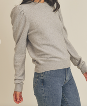 Load image into Gallery viewer, Heather Gray Puff Sleeve Sweater
