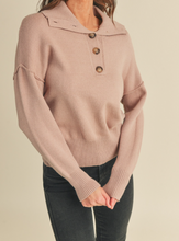 Load image into Gallery viewer, Sand Henley Front Button Sweater
