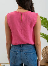 Load image into Gallery viewer, Fuchsia Sleeveless w/ Lace Edge

