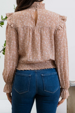 Load image into Gallery viewer, Mocha Floral Smocked Top
