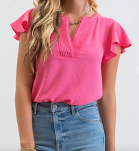 Load image into Gallery viewer, Fuchsia V-Neck w/ Lace Edge
