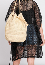 Load image into Gallery viewer, Crochet Straw Backpack w/ Drawstring
