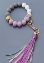 Load image into Gallery viewer, Bead &amp; Tassel Bracelet Key Holder
