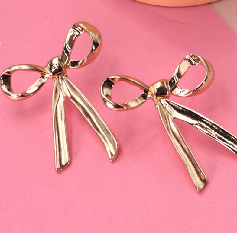 Gold Bow Moveable Knot Earrings