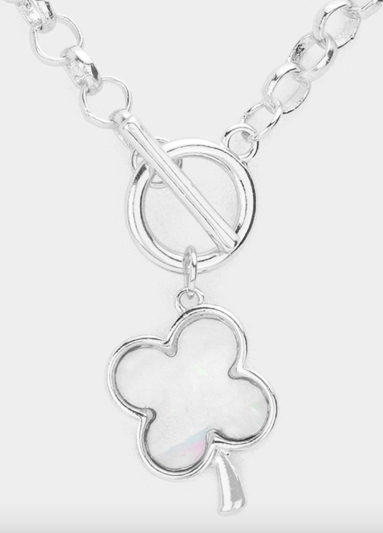 Mother of Pearl Clover Toggle Necklace