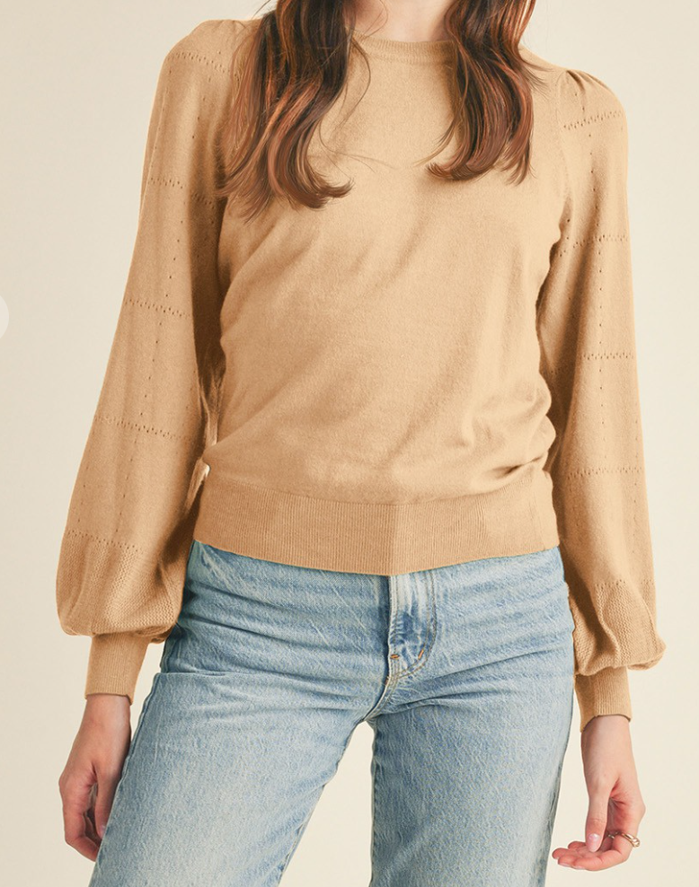 Taupe Balloon Sleeve Shirt