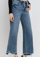 Load image into Gallery viewer, High Rise Crop Wide Leg Jean w/ Distressed Hem
