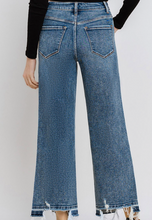 Load image into Gallery viewer, High Rise Crop Wide Leg Jean w/ Distressed Hem
