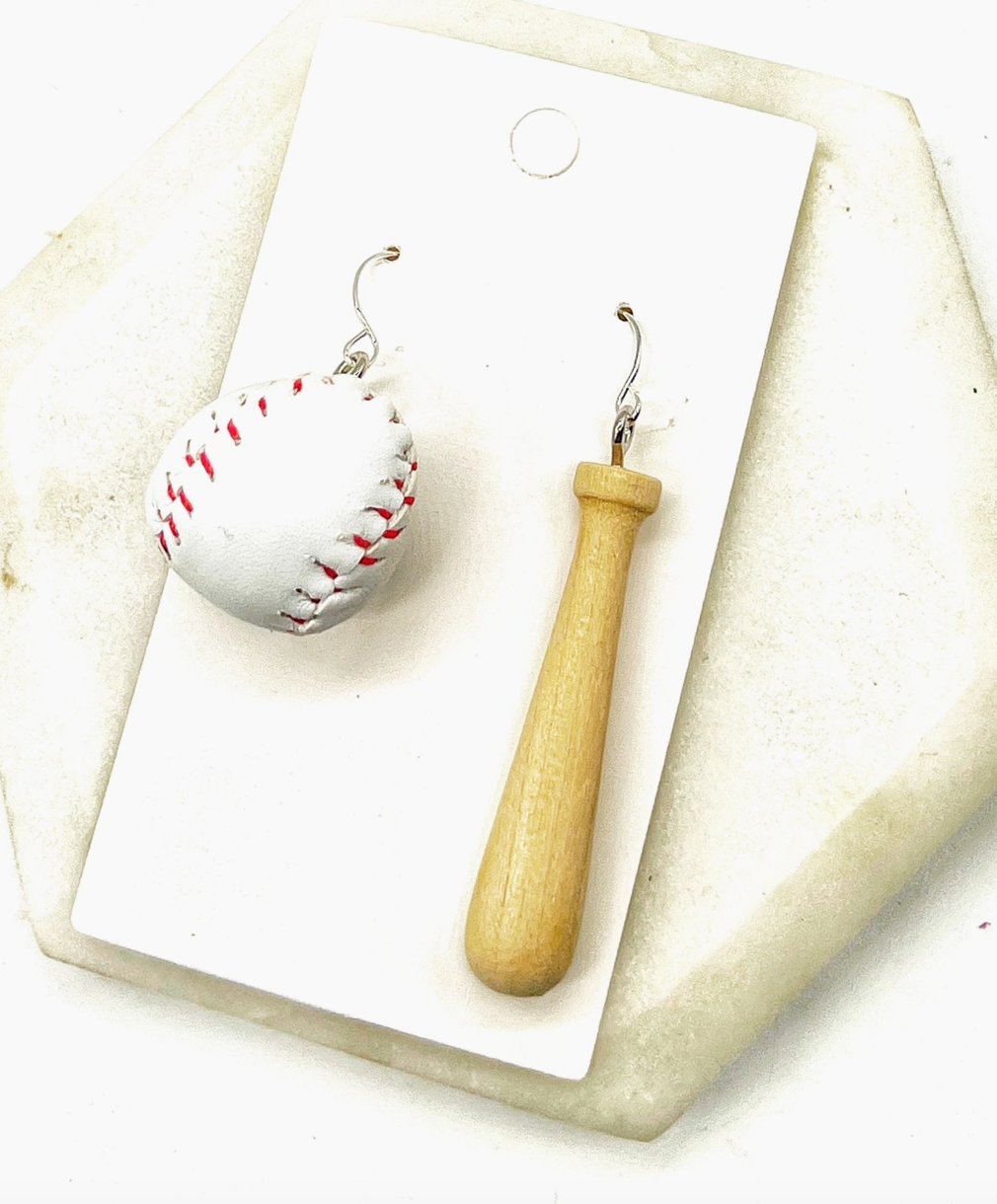 Baseball & Bat Earrings