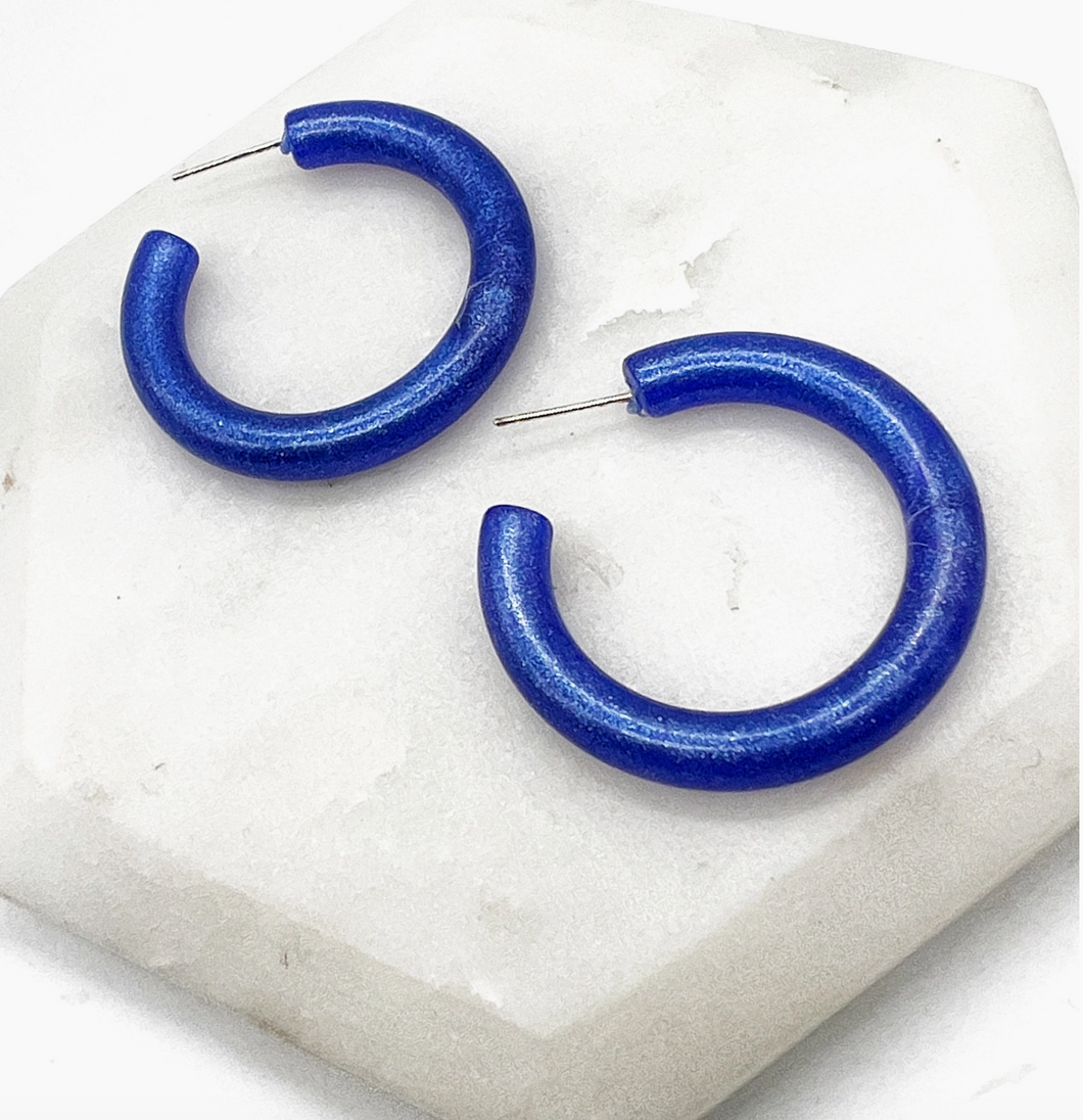 Blue Cobalt Hoop Earrings