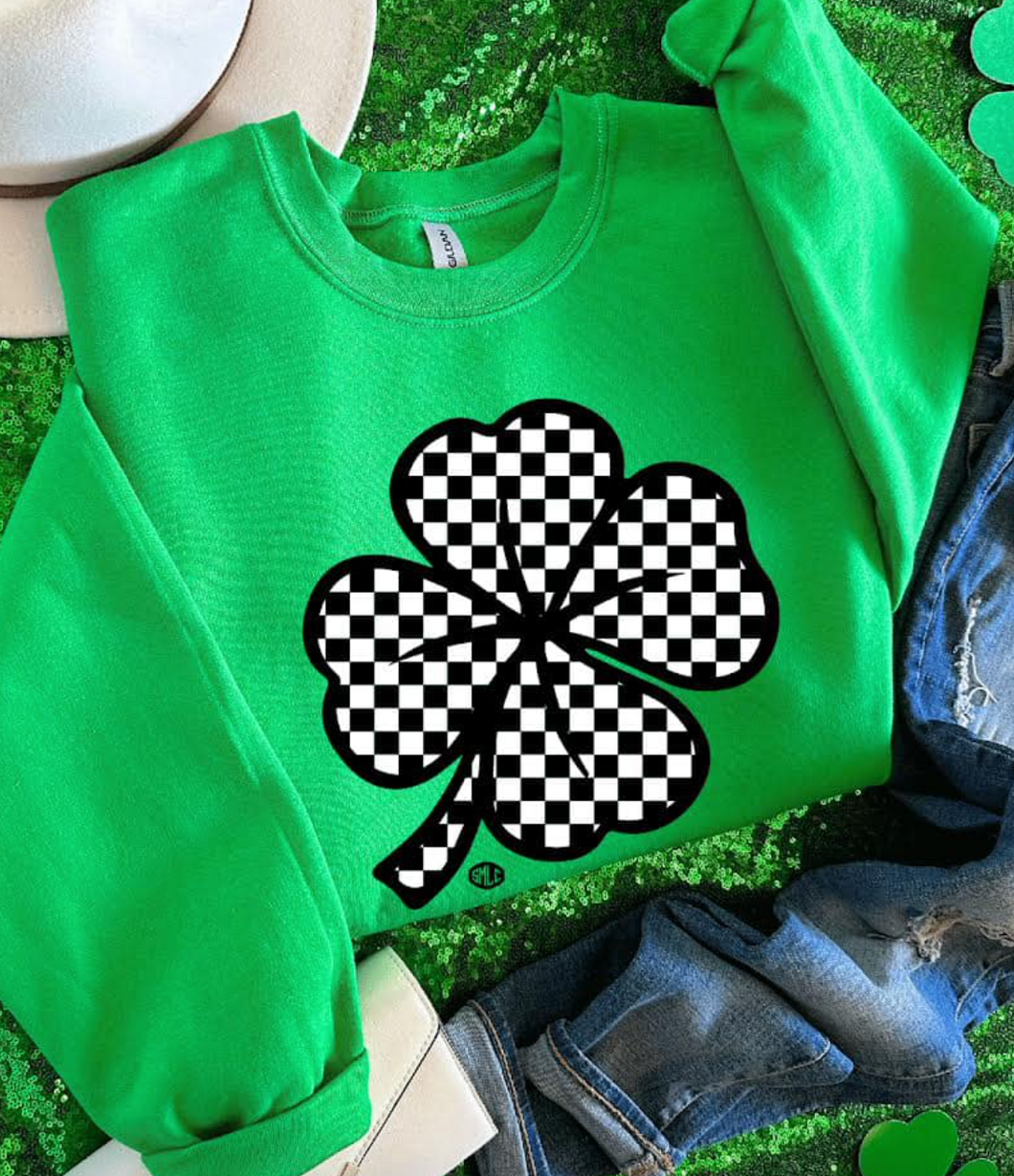 B&W Checker Shamrock Green Sweatshirt