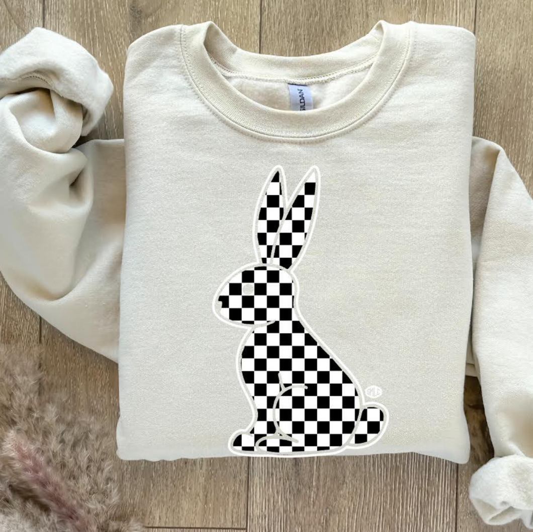 B&W Checker Bunny Sweatshirt