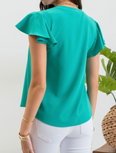 Load image into Gallery viewer, Green Flutter Sleeve Top
