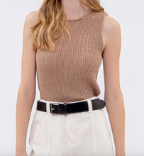 Load image into Gallery viewer, Tan Sleeveless Sweater w/ Back Braid
