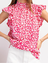 Load image into Gallery viewer, Pink Animal Print Mock Neck Top
