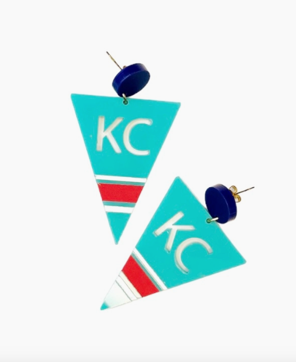 KC Teal Pennant Earrings