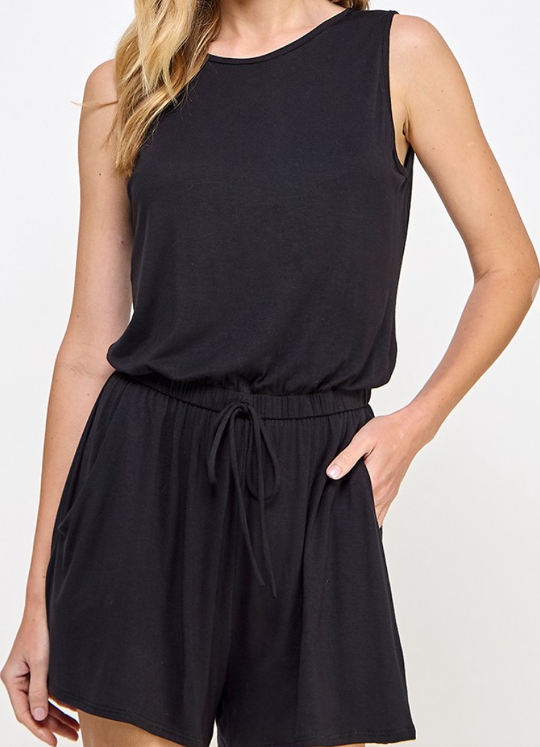 Black SleevelessRomper w/ Back Scoop