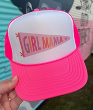 Load image into Gallery viewer, Girl Mama Pennant Flag Neon Trucker Hat
