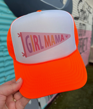 Load image into Gallery viewer, Girl Mama Pennant Flag Neon Trucker Hat
