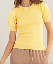 Load image into Gallery viewer, Yellow Ribbed Puff Sleeve Top
