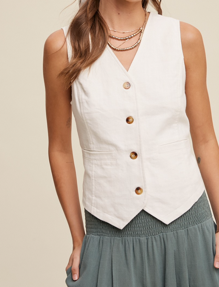 Cream Lined Fitted Vest