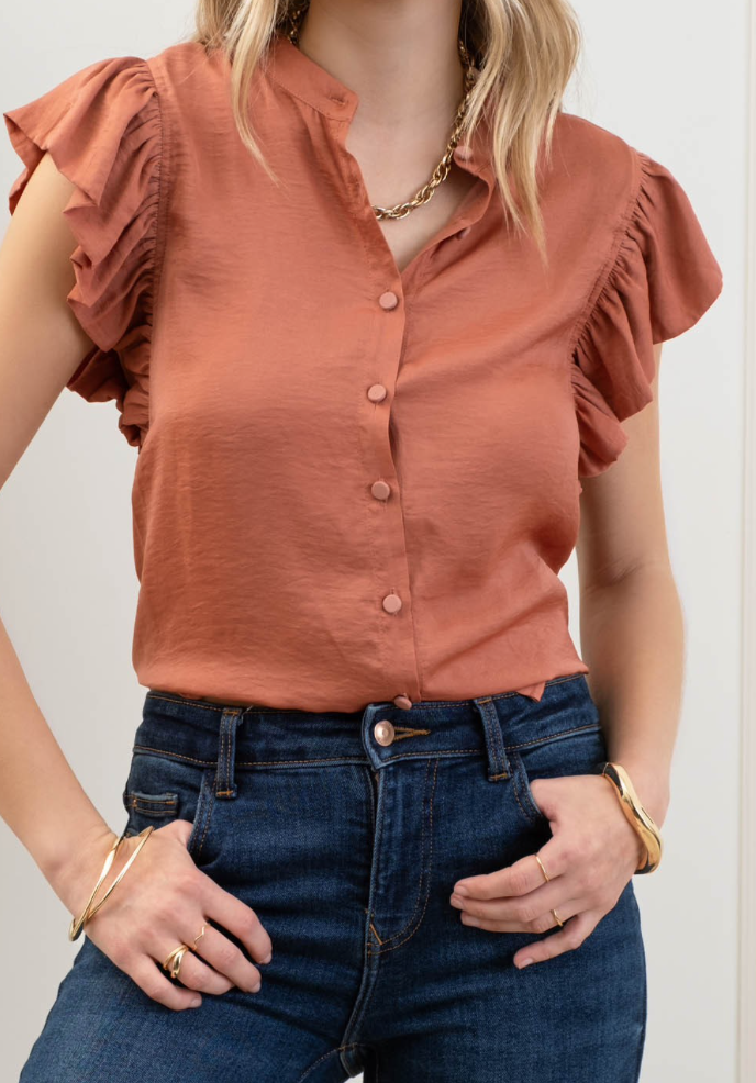 Sienna Button Down Ruffle Sleeve Blouse