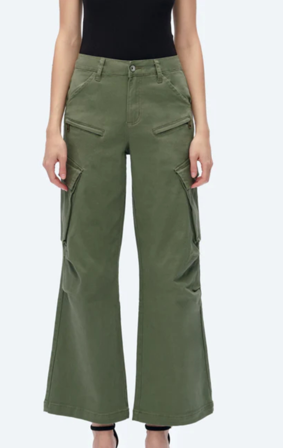 Green Cargo Wide Leg Pants