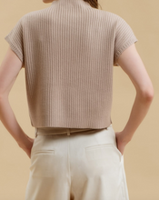 Load image into Gallery viewer, Taupe High Neck Short Sleeve Sweater
