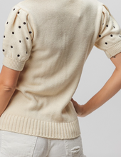 Load image into Gallery viewer, Cream Puff Sleeve Sweater w/ Black Polka Dots
