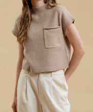 Load image into Gallery viewer, Taupe High Neck Short Sleeve Sweater
