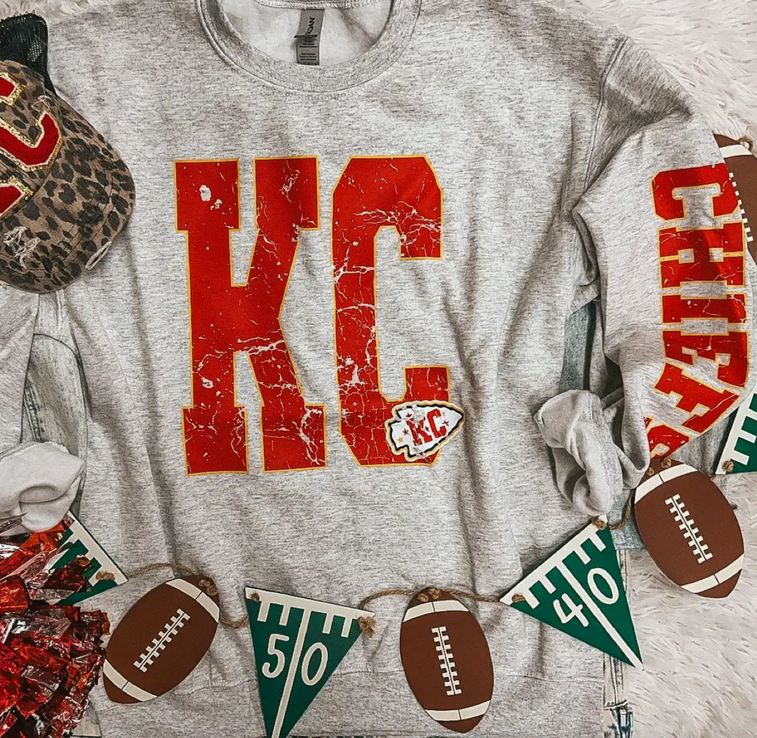 Gray KC Chiefs Football Sweatshirt