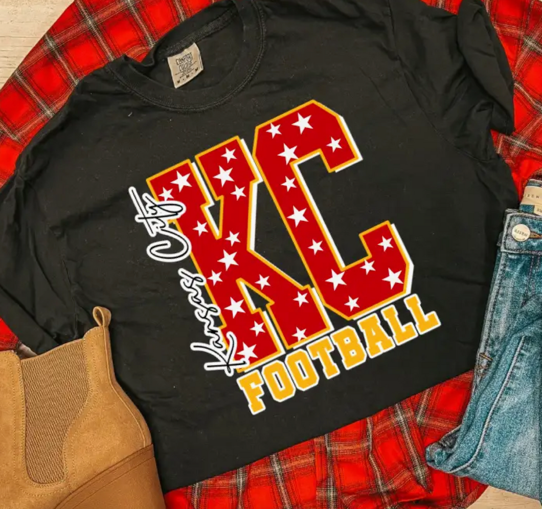 Black KC Star Football T-Shirt