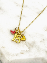 Load image into Gallery viewer, #15 Number &amp; Hearts Necklace
