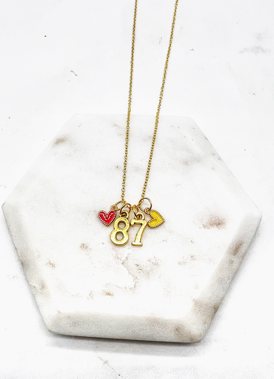 #87 Number & Hearts Necklace