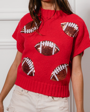 Load image into Gallery viewer, Red Sequin Football Sweater
