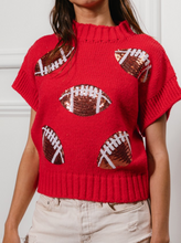 Load image into Gallery viewer, Red Sequin Football Sweater
