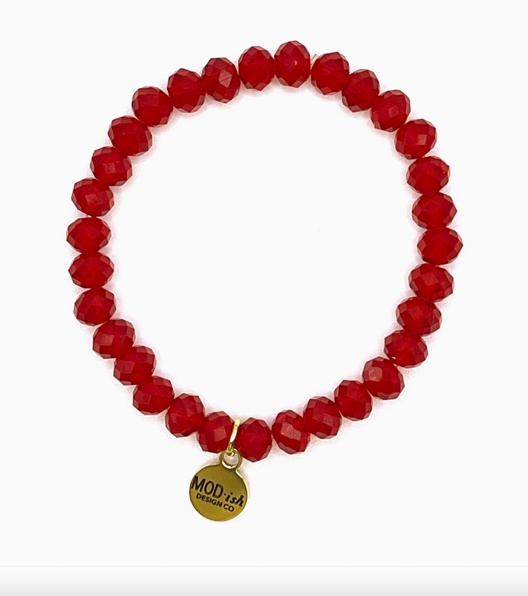 Red Crystal Bead Stacking Bracelet