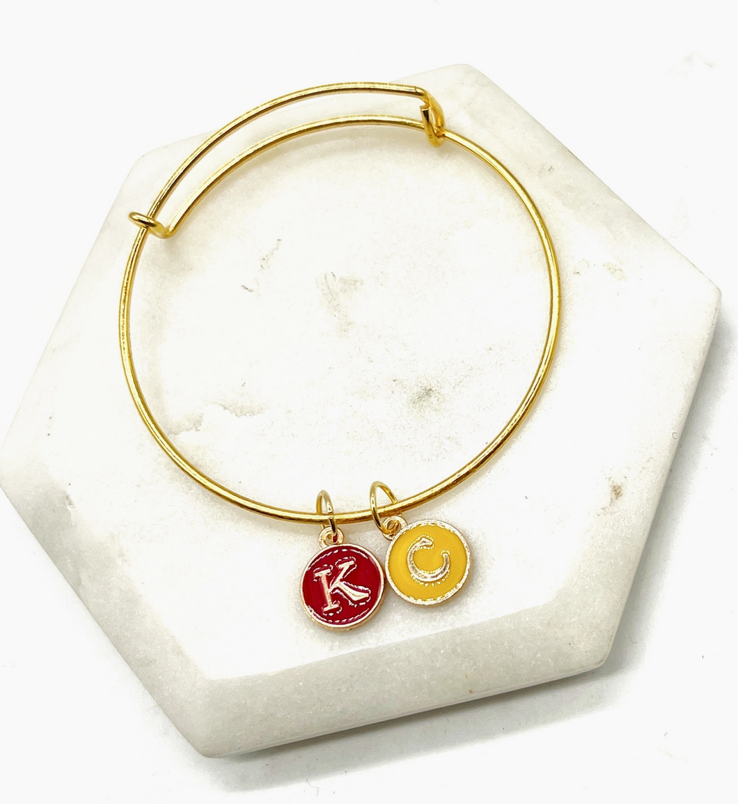 Red & Yellow KC Charm Bangle Bracelet