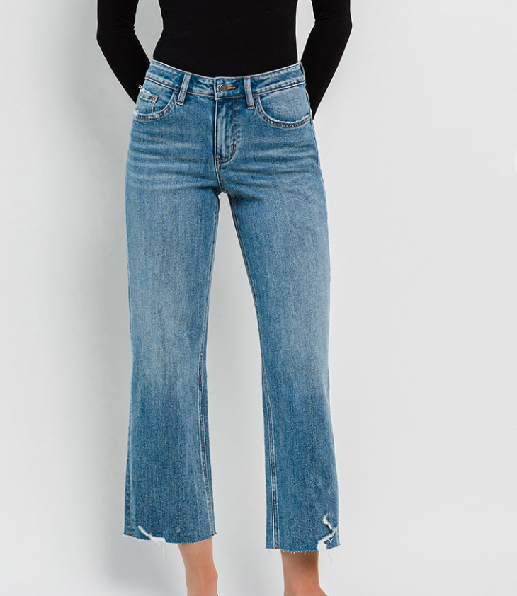 Slim Wide Long Crop Jeans