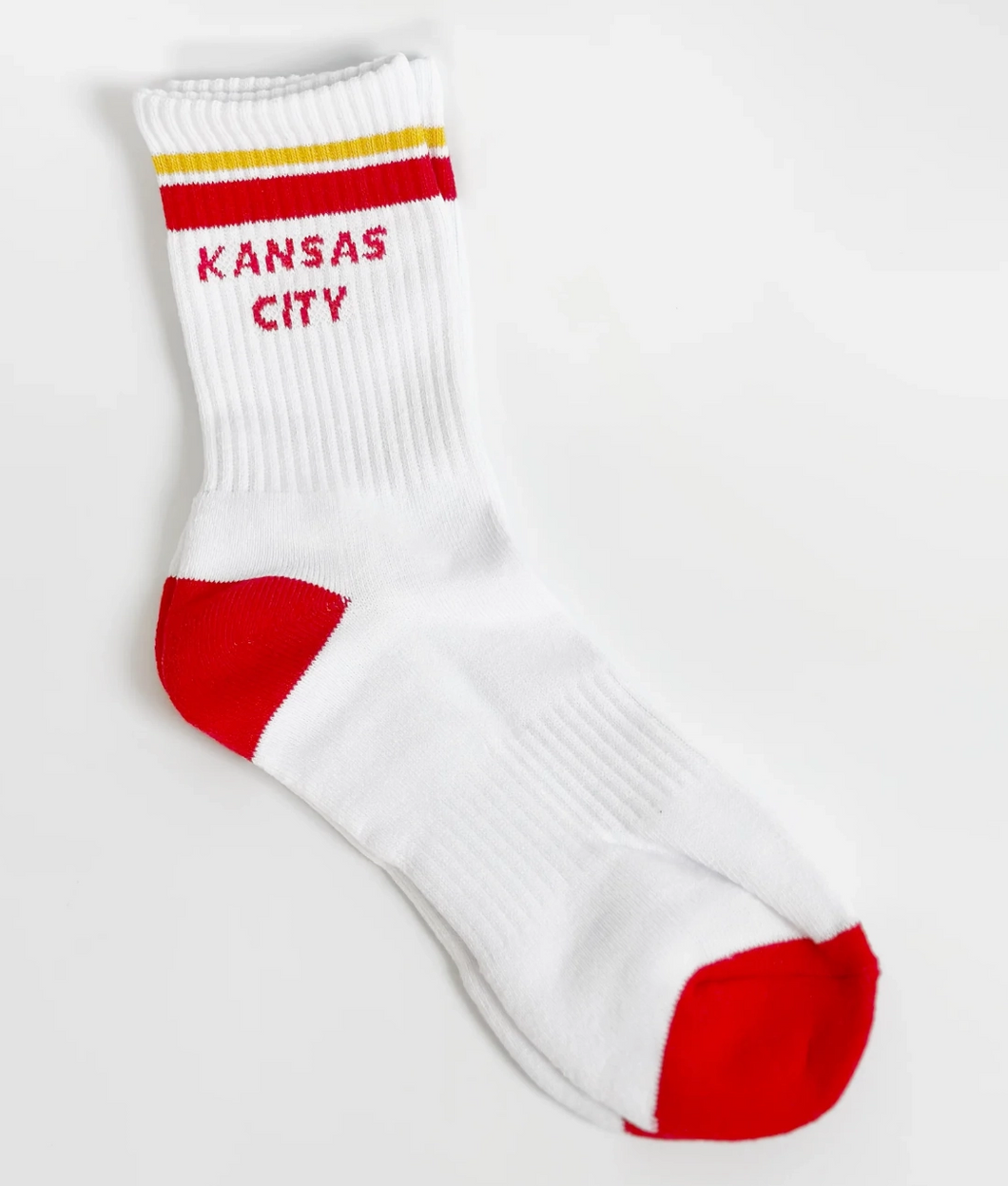 Red, Yellow, & White Stripe KC Crew Socks