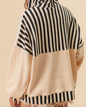 Load image into Gallery viewer, Cream &amp; Black Stripe Hoodie
