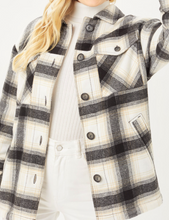 Load image into Gallery viewer, Black &amp; White Plaid Shacket
